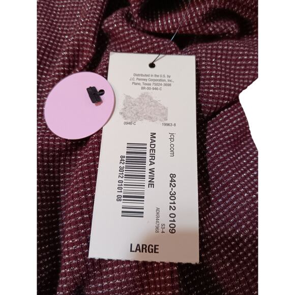 NEW ANA Stretchy Tunic Top Blouse Large Dark Purple Sparkle Ruffle Dressy Career - Picture 6 of 9